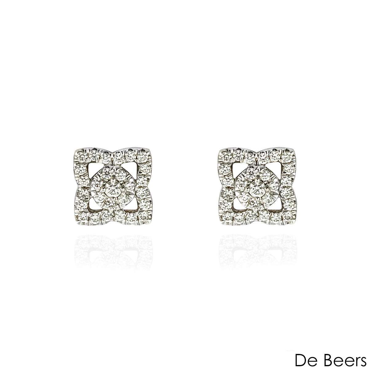 De Beers White Gold Diamond Enchanted Lotus Stud Earrings E102146 De Beers White Gold Diamond Enchanted Lotus Stud Earrings E102146